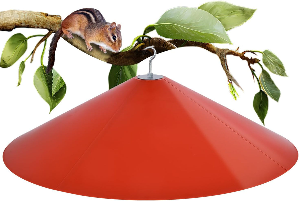 24-inch Large Squirrel Proof Bird Feeders for Outside Hanging, Outdoor Squirrel Baffles for Bird Feeders Pole, Red Color