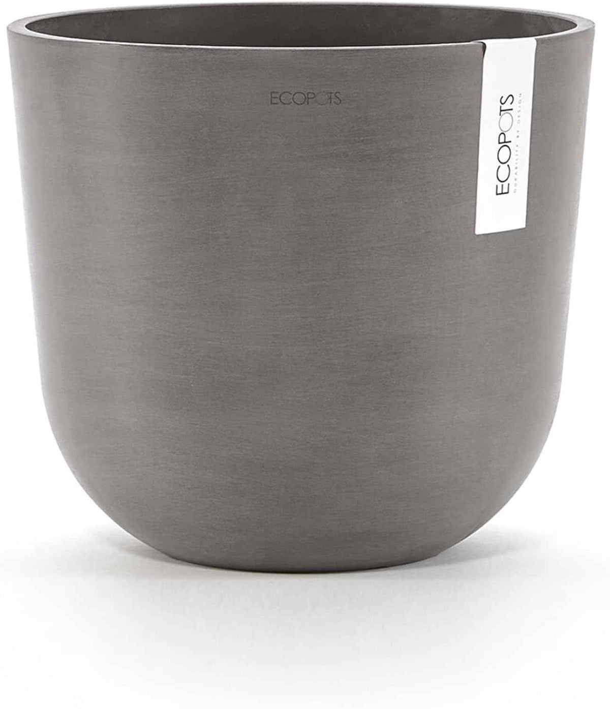 Ecopots Oslo Durable Modern Round Indoor/Outdoor Recycled-Based Composite Flower Pot Planter, Taupe, 10"
