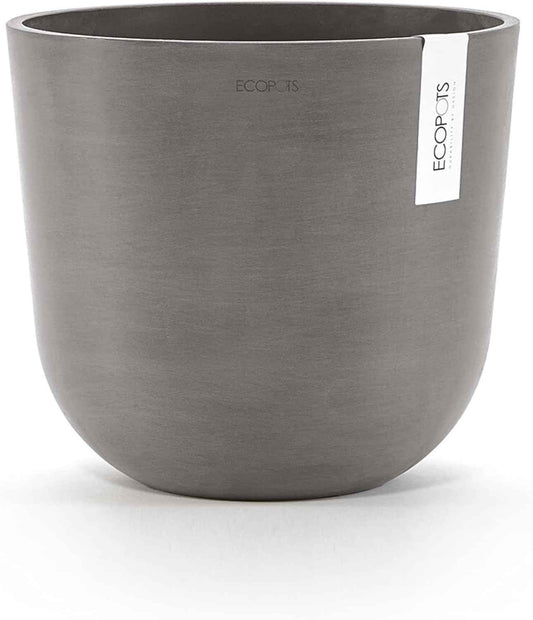 Ecopots Oslo Durable Modern Round Indoor/Outdoor Recycled-Based Composite Flower Pot Planter, Taupe, 10"