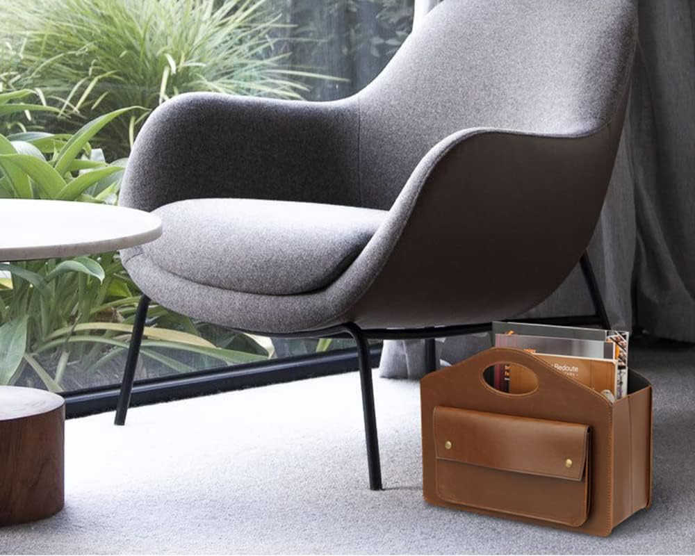 Foldable Magazine Holder – Freestanding Leather-Look Storage