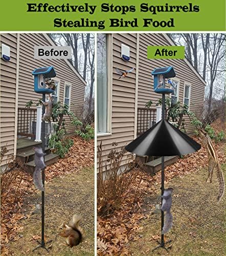 19 Inch Wide Squirrel Baffle for Bird Feeder Pole, Outside Pole Mount Stopper & Bird House Guard for Outdoor Shepherd’s Hook, Black, 1 Pack