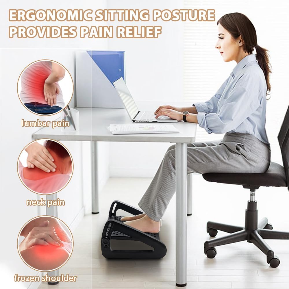 6-Level Adjustable Footrest with Massage Roller - Field & Nook