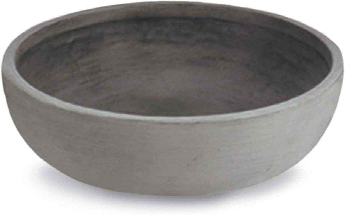 Crescent Garden Large Outdoor Planter Bowl – Double-Walled Resin Pot with Drain Hole for Water Gardens, Fountains, Decorative Landscaping - 30" W x 12" H (Weathered Concrete)