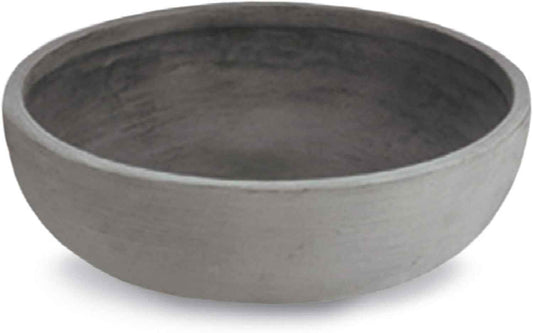 Crescent Garden Large Outdoor Planter Bowl – Double-Walled Resin Pot with Drain Hole for Water Gardens, Fountains, Decorative Landscaping - 30" W x 12" H (Weathered Concrete)