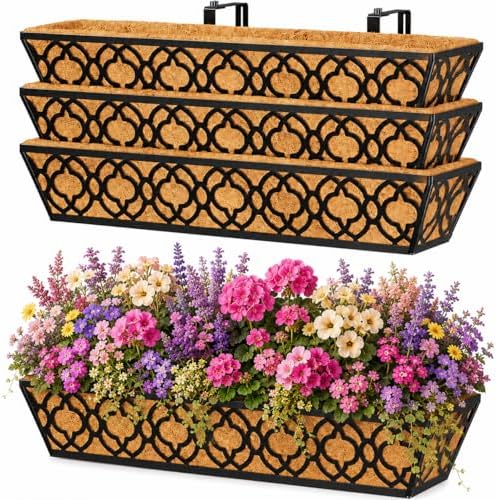 Y&M 4-Pack 30 Inch Railing Planter Boxes 24 Inch 2 Pack, Hanging