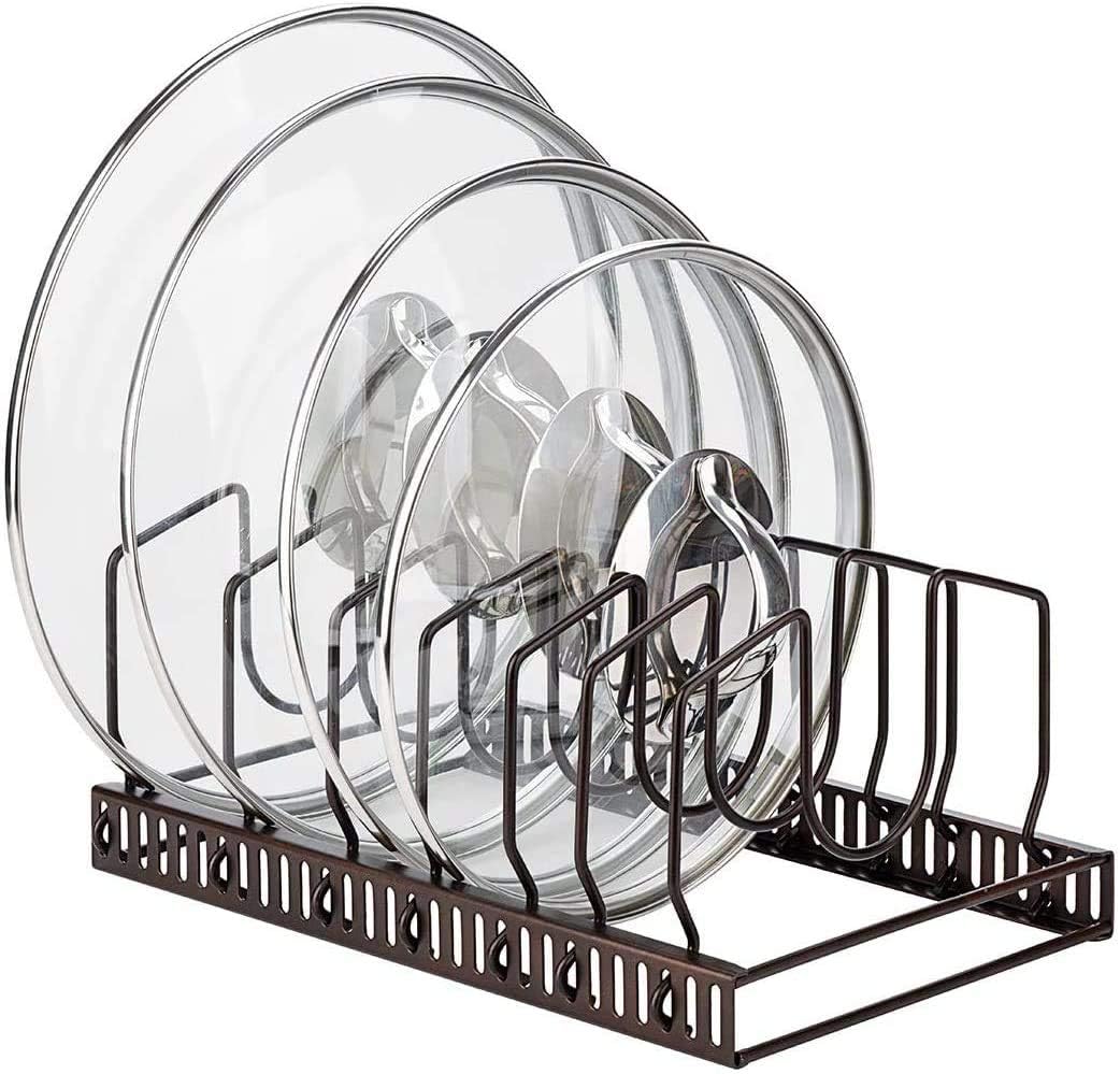 Adjustable Pot Lid & Bakeware Organizer – 7 Compartments