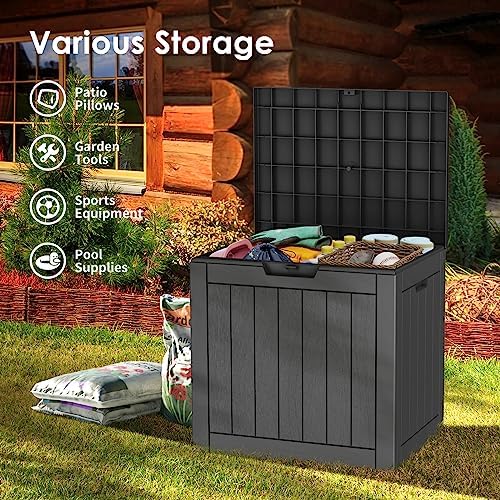 DRATO Deck Boxes, 30 Gallon Outdoor Storage Box for Patio Cushion