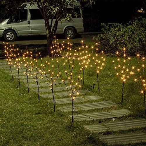 Set of 2 3PK 30" Brown Lighted Twig Stakes 120 Warm White Pathway Light for Outdoor and Indoor (Vase Excluded)