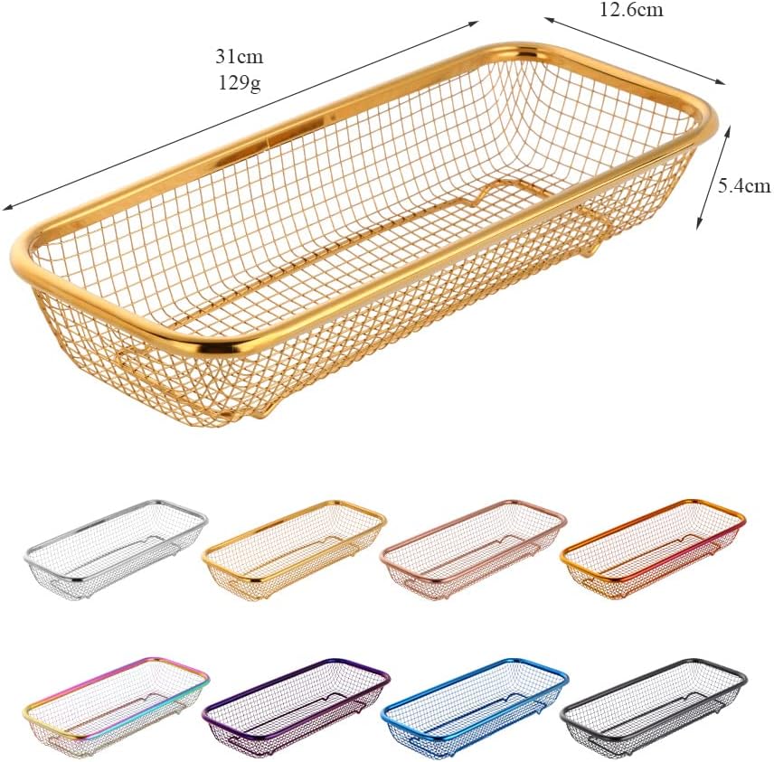 2pcs Stackable Mesh Flatware Drawer Organizer, Gold