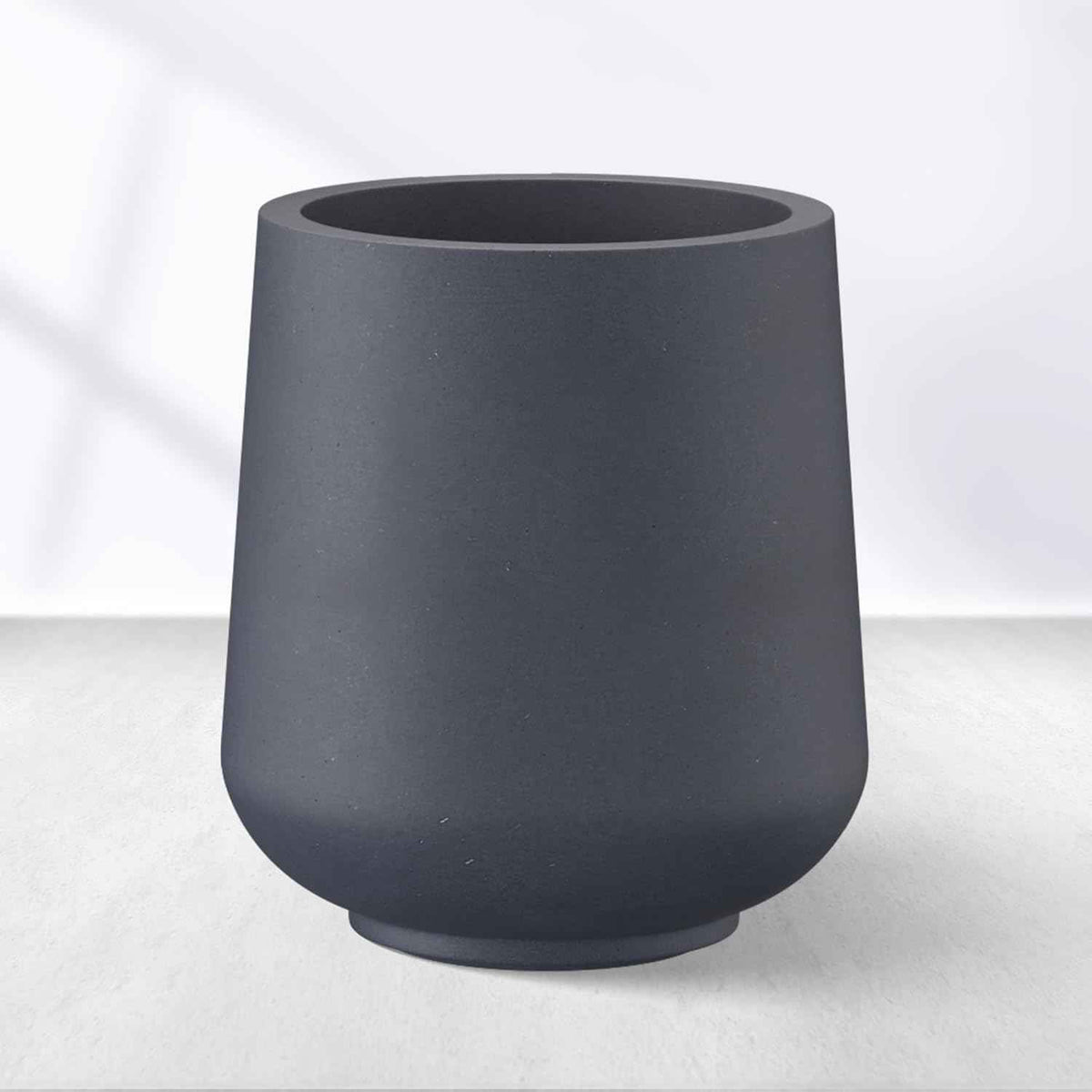 Kante 15.3" Dia Round Concrete Planter, Outdoor Indoor Large Plant Pots Containers with Drainage Hole and Rubber Plug for Home Garden Patio, Dark Gray
