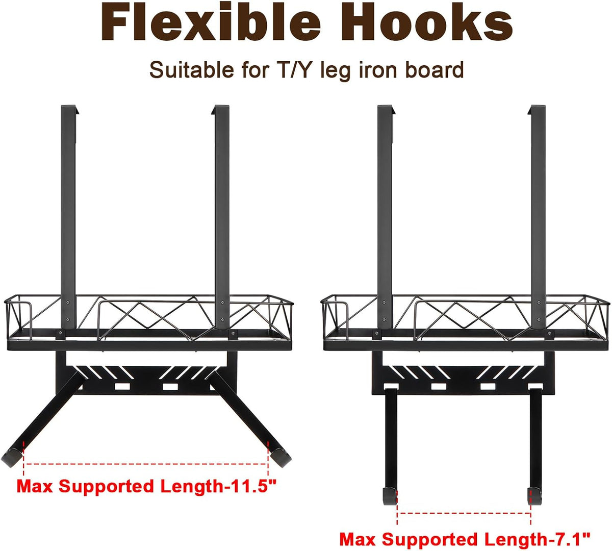 Metal Ironing Board Storage Shelf with Adjustable Hooks - Field & Nook