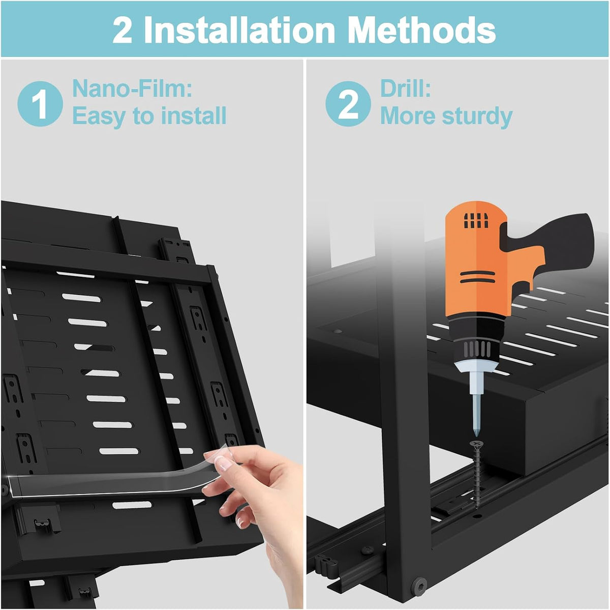 2-Tier Expandable Pull Out Cabinet Organizer, 16"D, Black