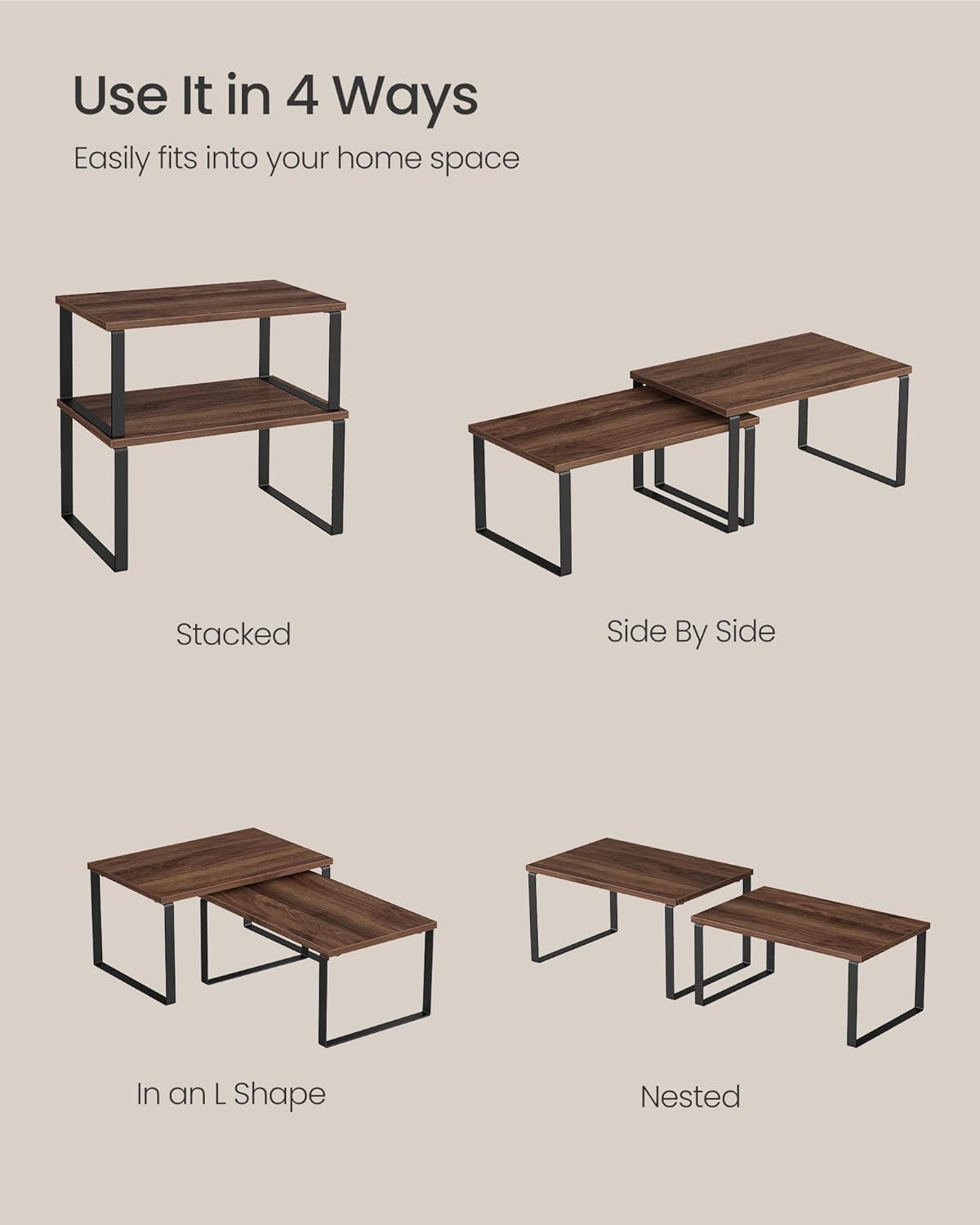 SONGMICS Cabinet Organizer Shelf – Set of 2 Kitchen Counter Shelves - Field & Nook