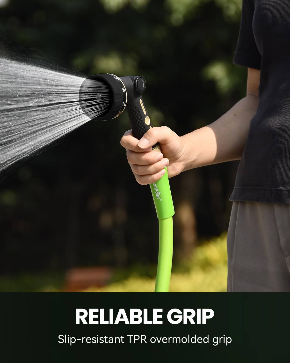 100% Metal 10-Pattern Thumb-Control Hose Nozzle - Field & Nook
