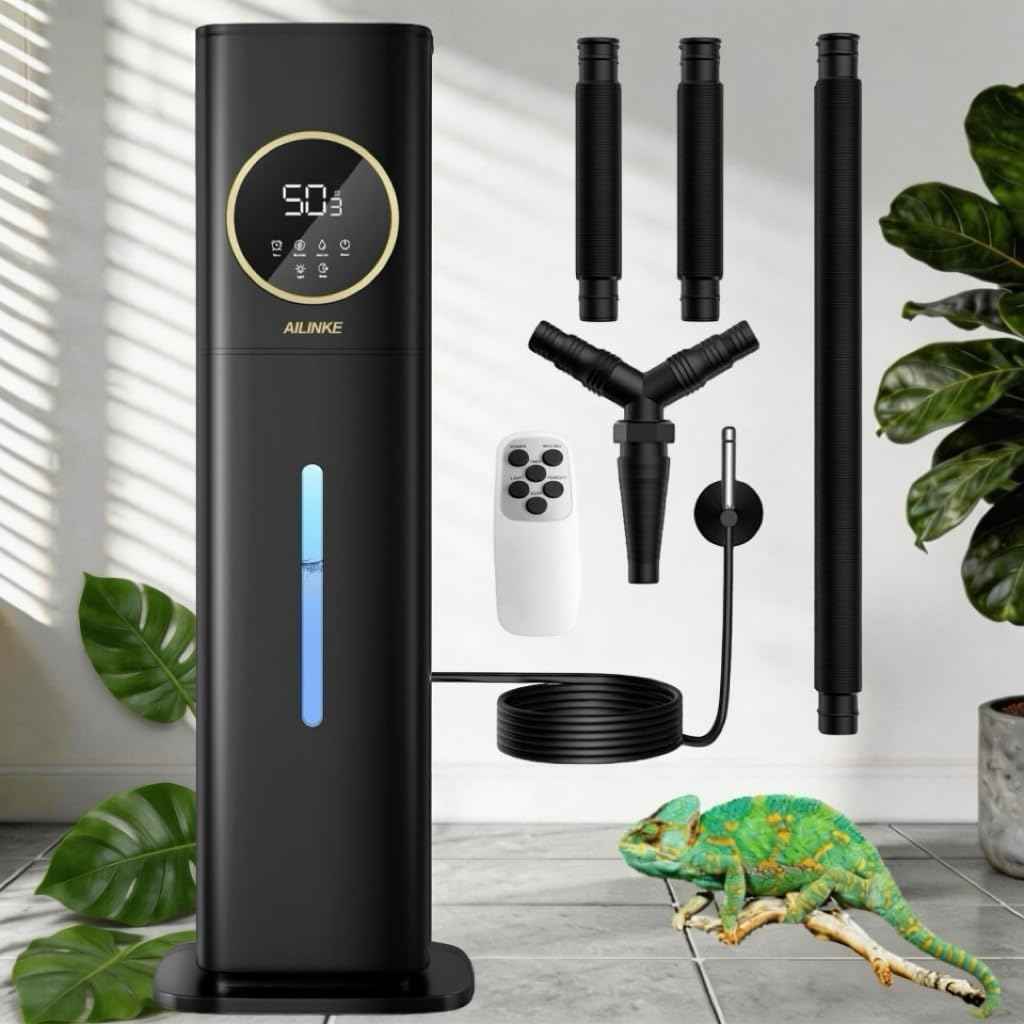 Humidifier for Plants Indoor, Reptile Fogger with Humidity Control - 2.1Gal/8L Cool Mist Humidifier with Humidity Probe/Expandable Hose, Terrarium, Greenhouse, Grow Tent, Houseplants, Reptiles