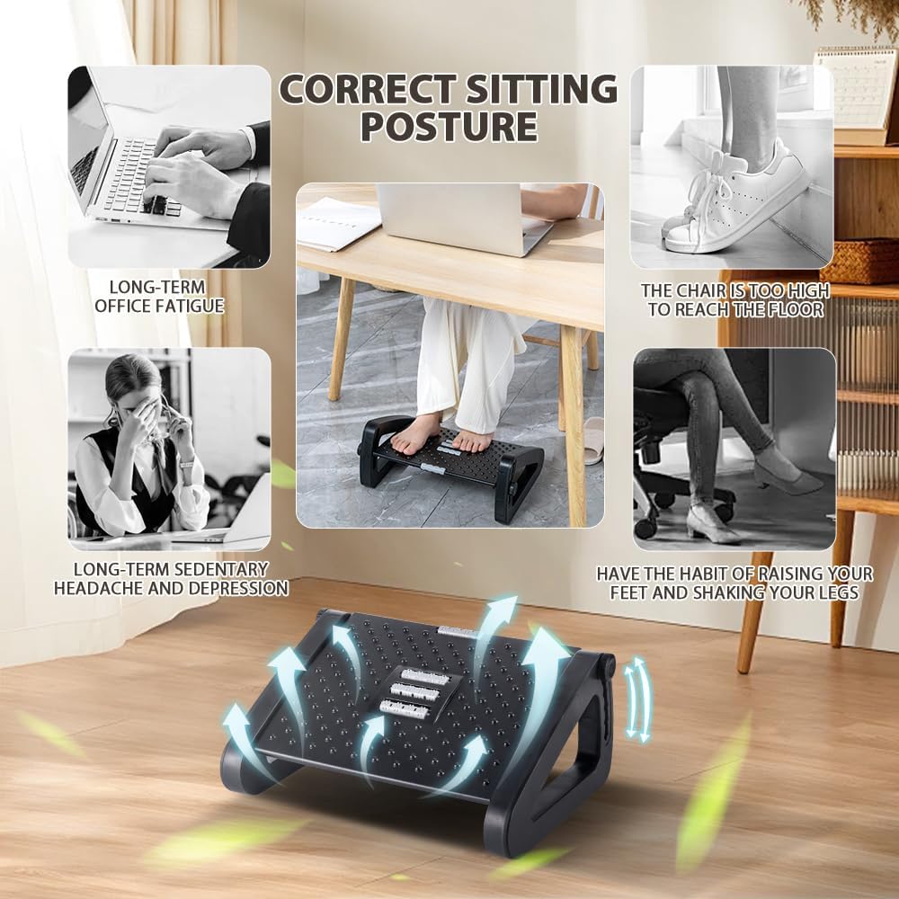6-Level Adjustable Footrest with Massage Roller - Field & Nook