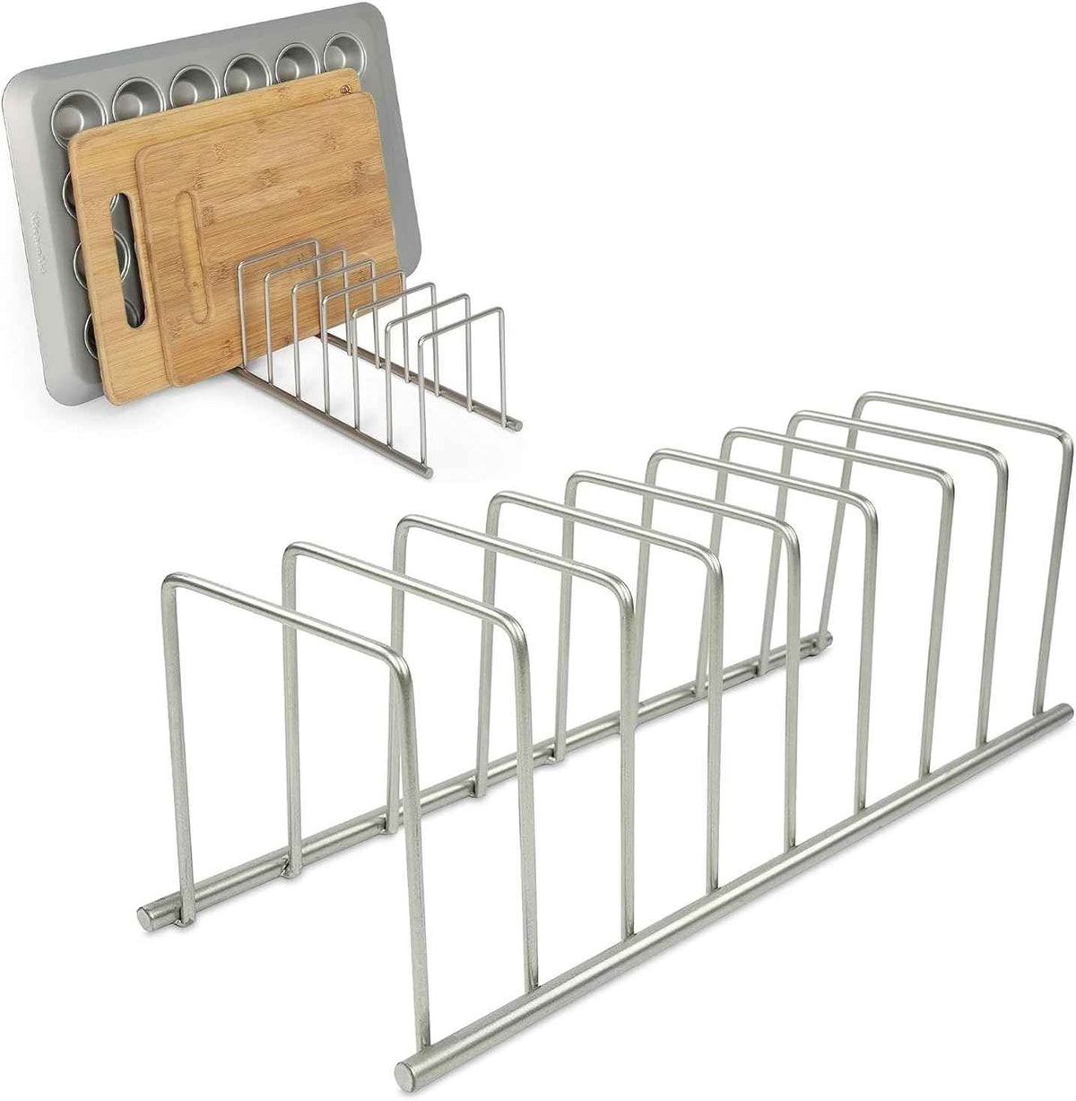 Spectrum Euro Metal Dish Rack & Cutting Board Holder, Satin Nickel