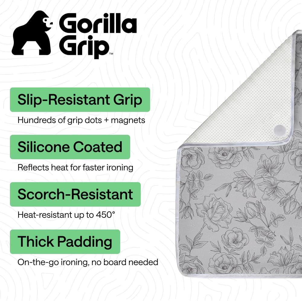 Magnetic Ironing Mat – Silicone-Coated, 400°F Heat Resistant, 28×24 In