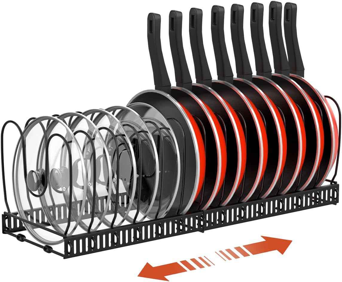 Housolution Pot and Pan Lid Organizer, 12"-23", Black