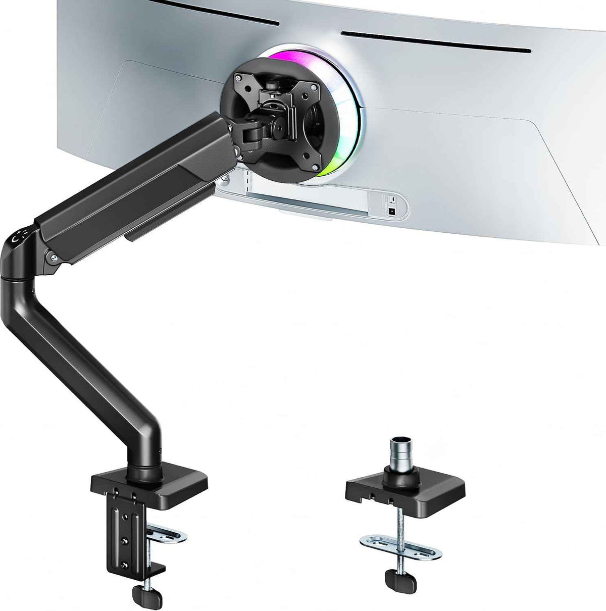 ARES WING 17-40 Inch Heavy Duty Monitor Arm, Black | Fully Adjustable Monitor Mount for Ultrawide Screens up to 26.4 lbs with Clamp/Grommet Desk Mount, 75/100 Vesa Mount