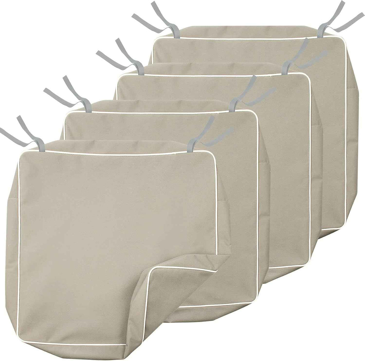 Porch Shield Outdoor Cushion Slipcovers Patio Chair Seat Cushion Covers Set 4 Waterproof Fade Resistant 19 x 19 x 4 inch, Beige