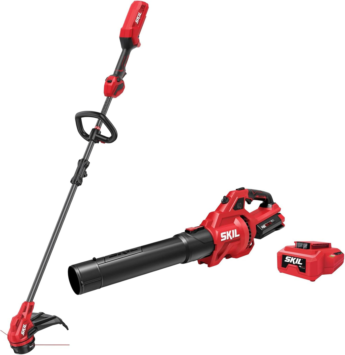 SKIL Brushless 40V 14" String Trimmer and 460CFM Blower Combo Kit Including 2.0Ah Battery and 60W Charger-CB1400C-11 - Field & Nook