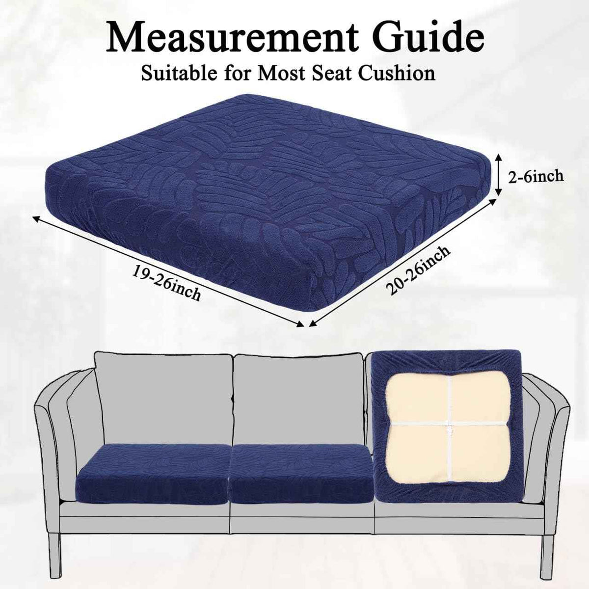 HEBE Outdoor Cushion Covers 8 Pcs, Stretch Patio Sofa Couch Cushion Cover | Waterproof Outdoor Couch Slipcovers Replacement, Washable Reusable Chair Seat Cushion Cover for Patio Furniture Protector