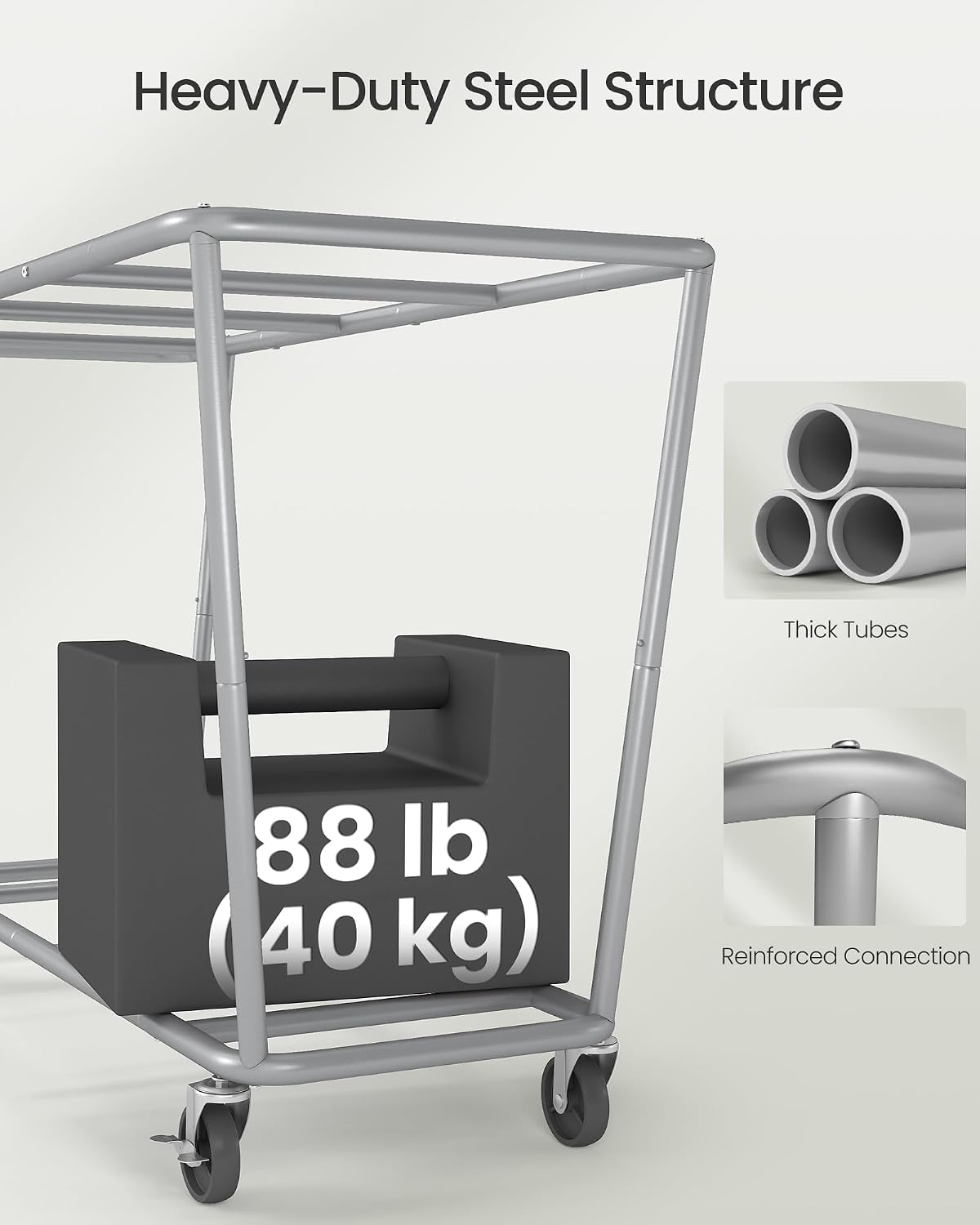 290L 3-Section Steel-Frame Rolling Laundry Hamper - Field & Nook