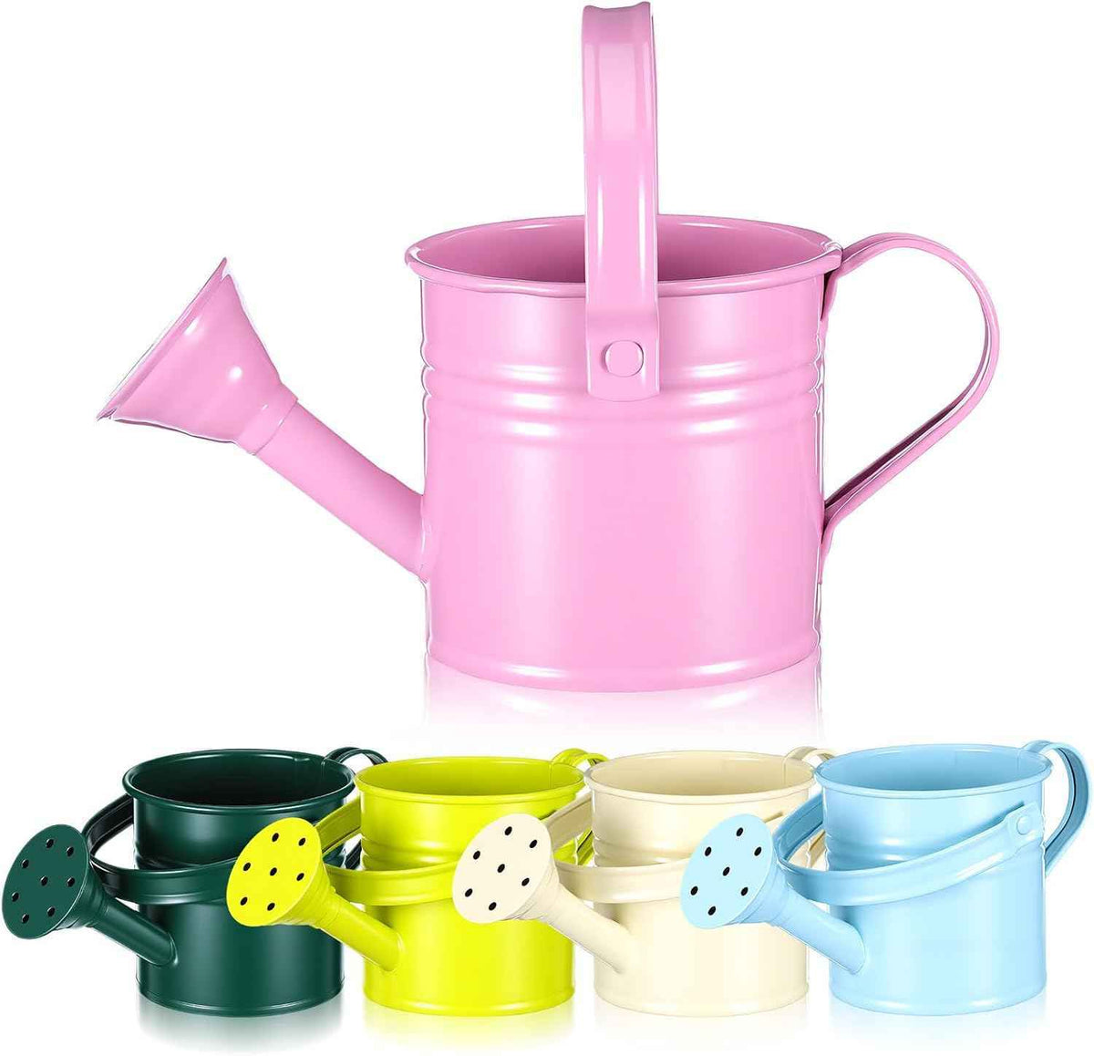 DOITOOL Kids Metal Watering Can for Gardening, 5Pcs Small Iron Watering Can Garden Watering Bucket for Gardening Plants Flowers (Mixed Color)