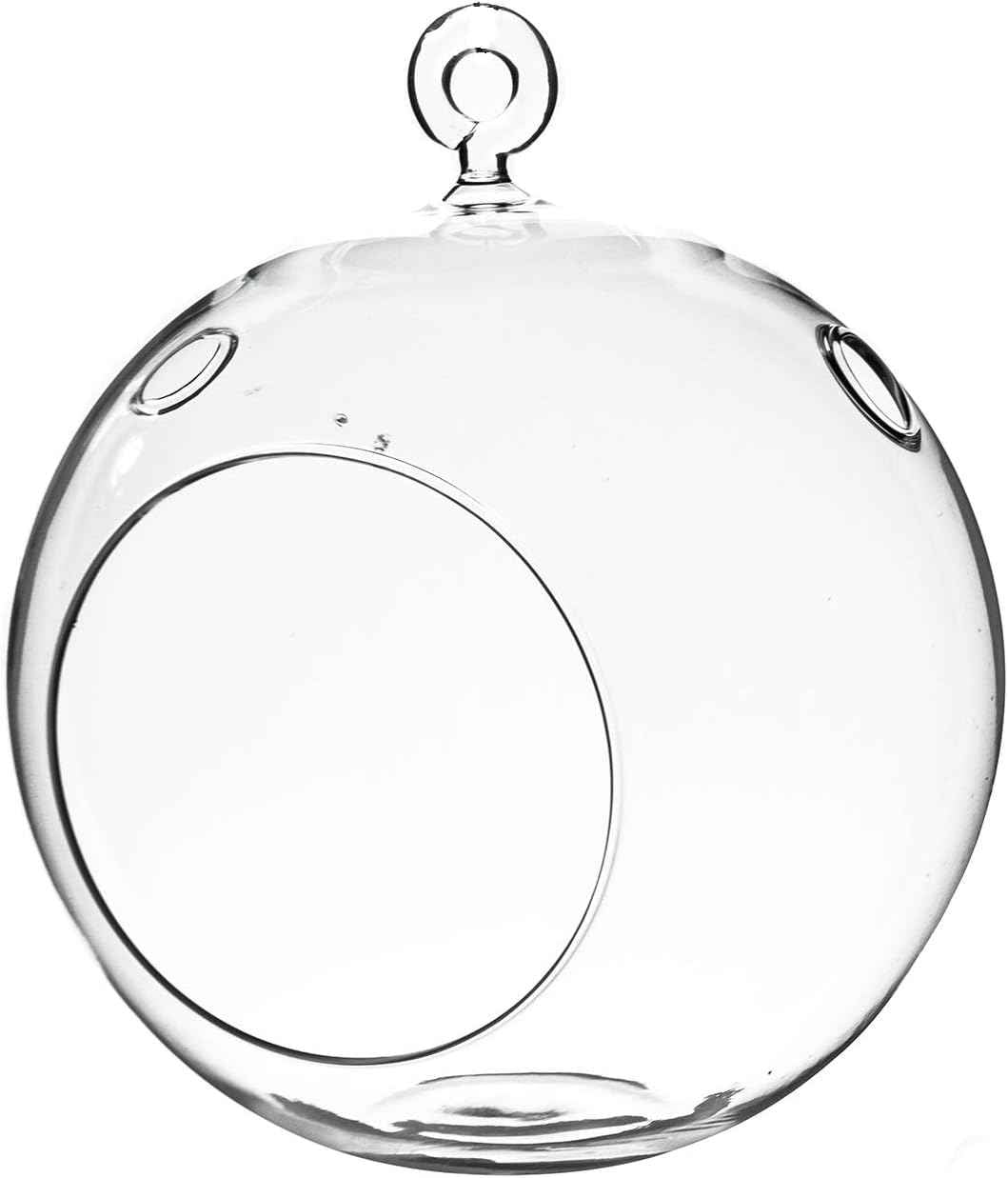 WGV Hanging Terrarium Globe, Width 6", Height 6.5", DIY Air Succulent Planter, Clear Glass Vase Orb with Flat Bottom, Candle Holder for Windowsill Outdoor Garden Decor, 1 Piece