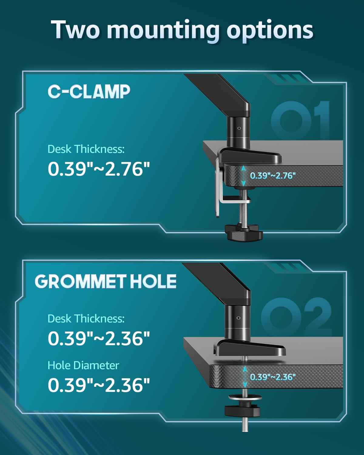 Heavy Duty Single Monitor Arm for Max 42 Inch Hold up to 33 lbs | Monitor Mount Desk Mount Height Adjustable Ultrawide Monitors Stand VESA Mount 70/100