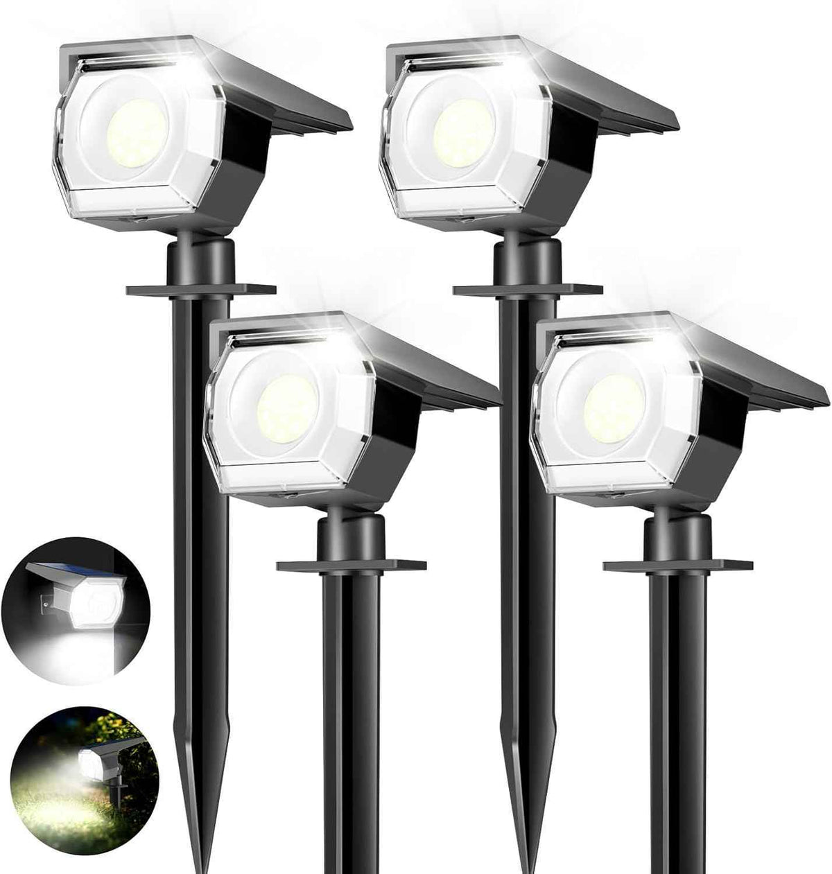 Peasur 4 Pack Solar Spot Lights - Outdoor Waterproof 2-in-1 Auto On/Off Solar Landscape Lighting for Outside Yard, Wall, Garden, Pathway