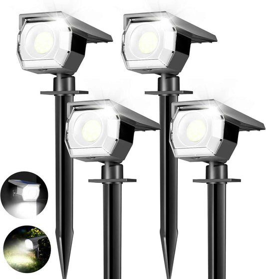 Peasur 4 Pack Solar Spot Lights - Outdoor Waterproof 2-in-1 Auto On/Off Solar Landscape Lighting for Outside Yard, Wall, Garden, Pathway