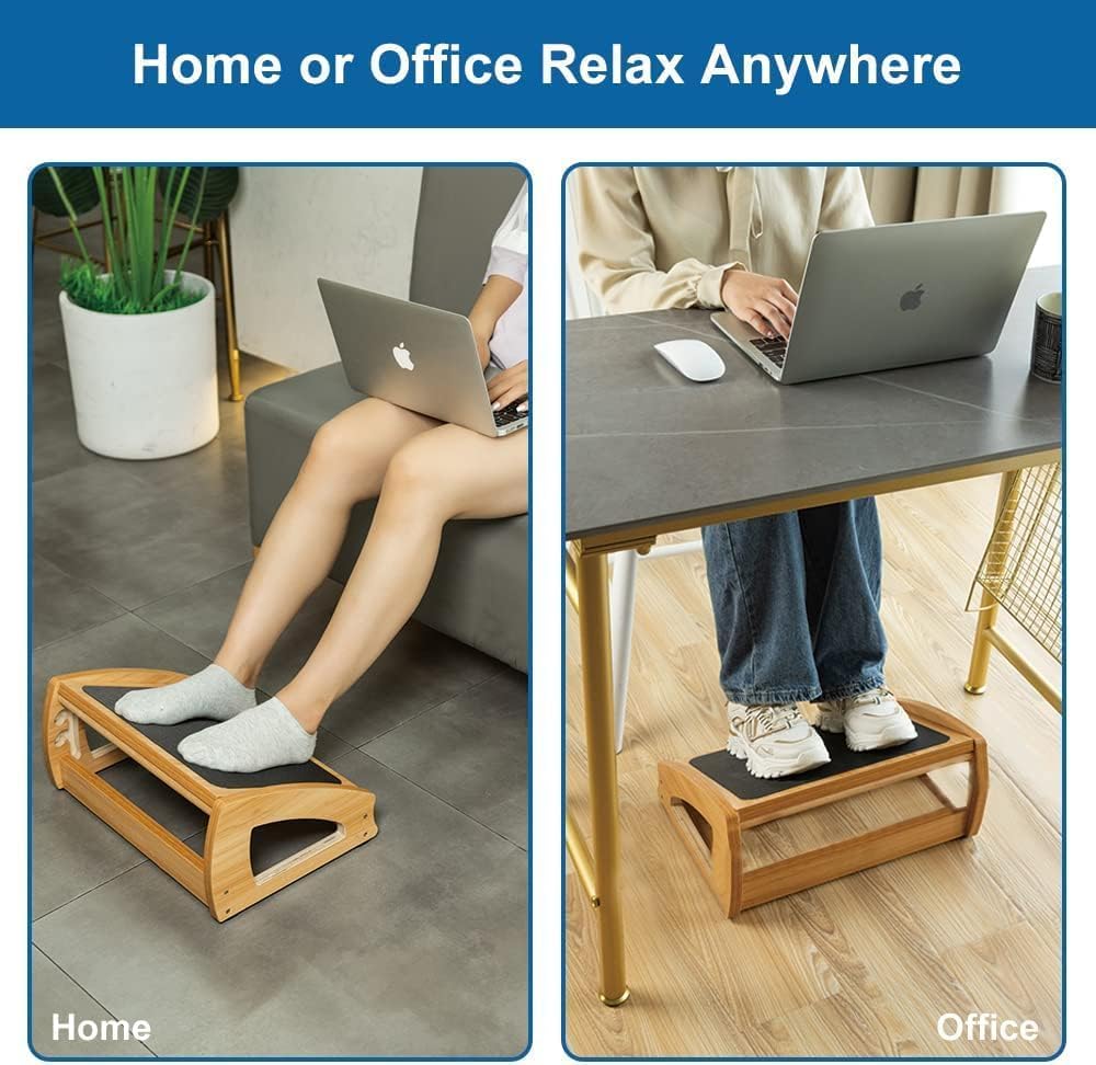 Natural Wood 3-Height Footrest – 400 lb Capacity - Field & Nook