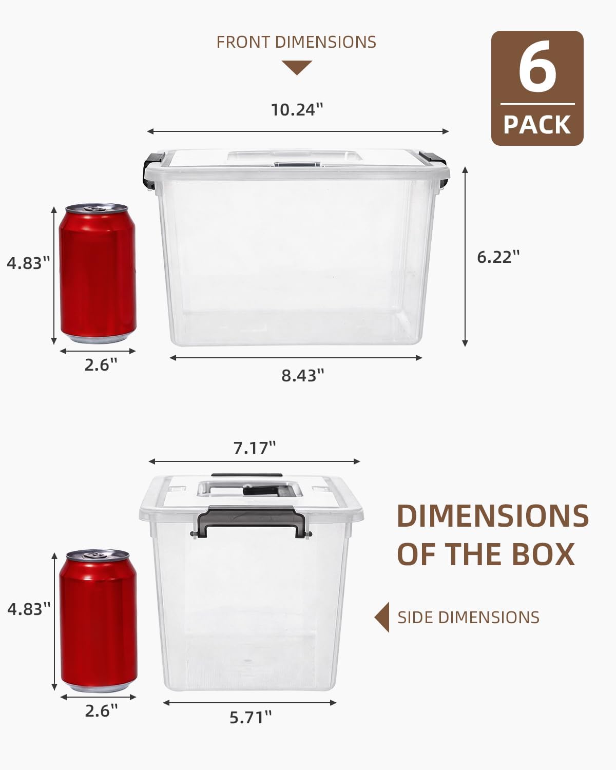 Citylife 6 Packs 6 QT Plastic Storage Bins with Latching Lids Clear Storage Box with handle Stackable Storage Containers for Organizing Snacks, Crafts, Toys, Tools - Field & Nook