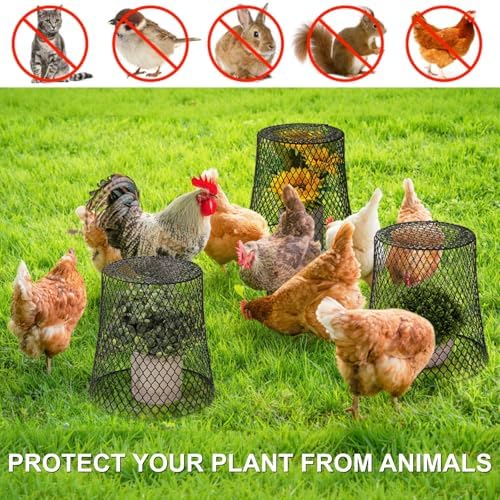 SOUJOY 10 Pcs 8"x8" Chicken Wire Plant Protect Covers, Metal Garden Cloche