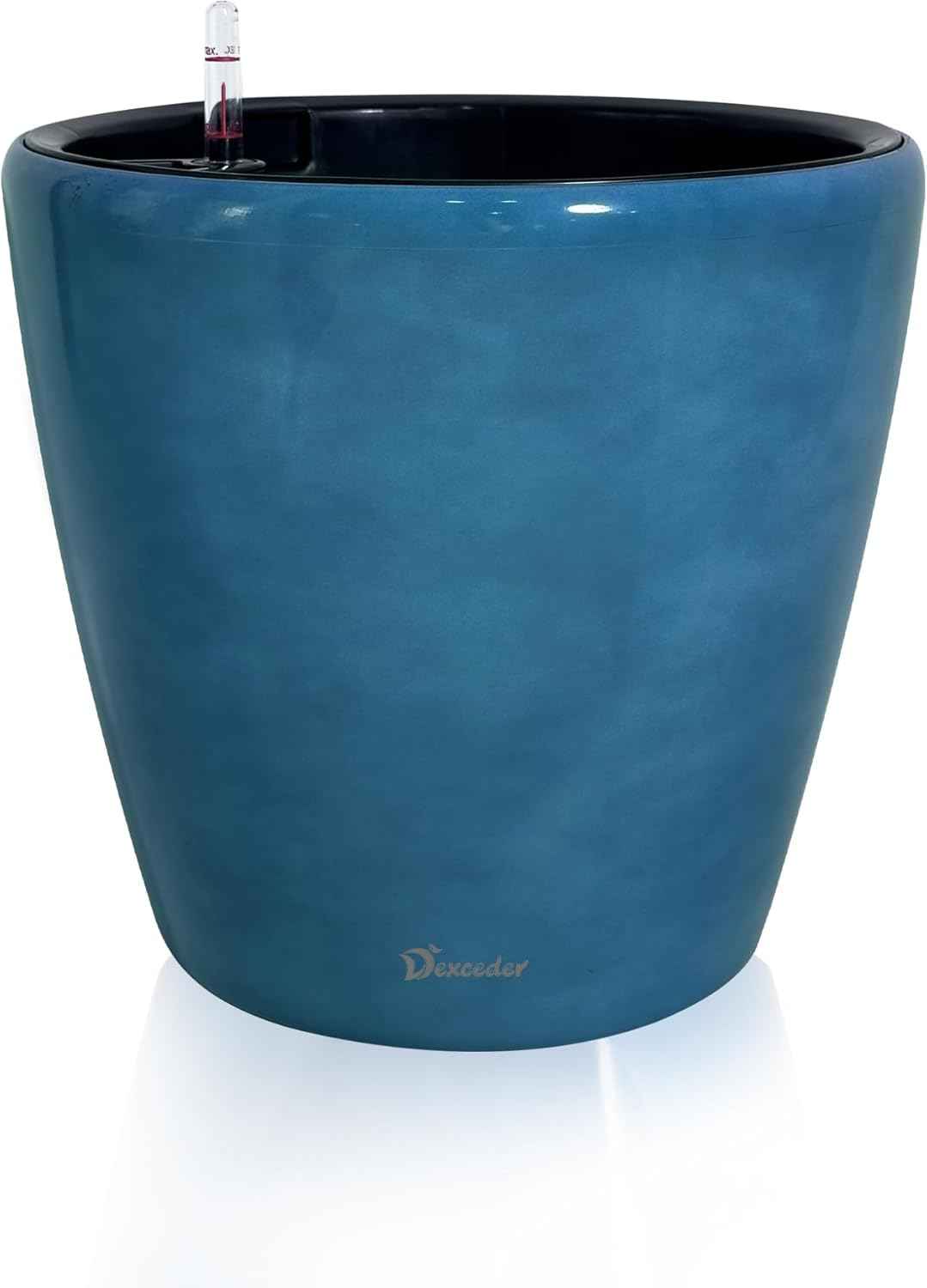 Dexceder 18x17 Self Watering Planter with Wheels Indoor Outdoor, Inner Pot Design, Thickened Large Floor Standing Flower Plant Pot with Water Level Indicator (Peacock Blue Gradient)