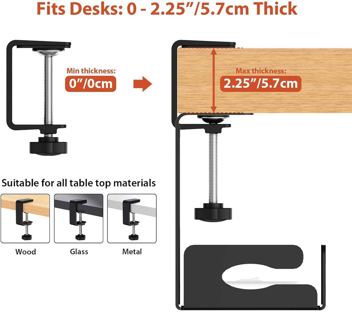 32-Inch Under-Desk Cable Tray – Dual-Mount Steel Cord and Power-Strip Organizer, Black