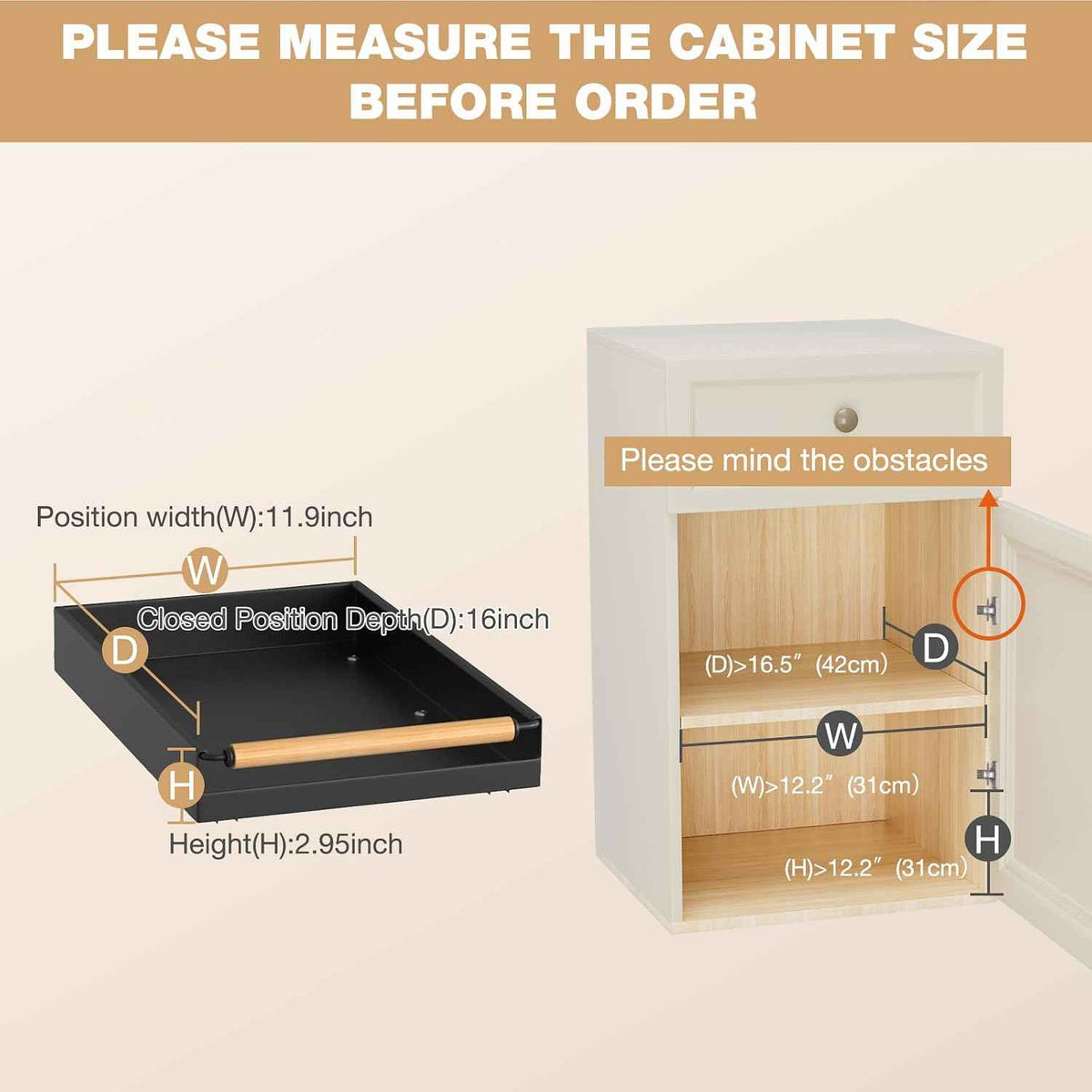 Pull-Out Cabinet Organizer, 16" Deep, Black