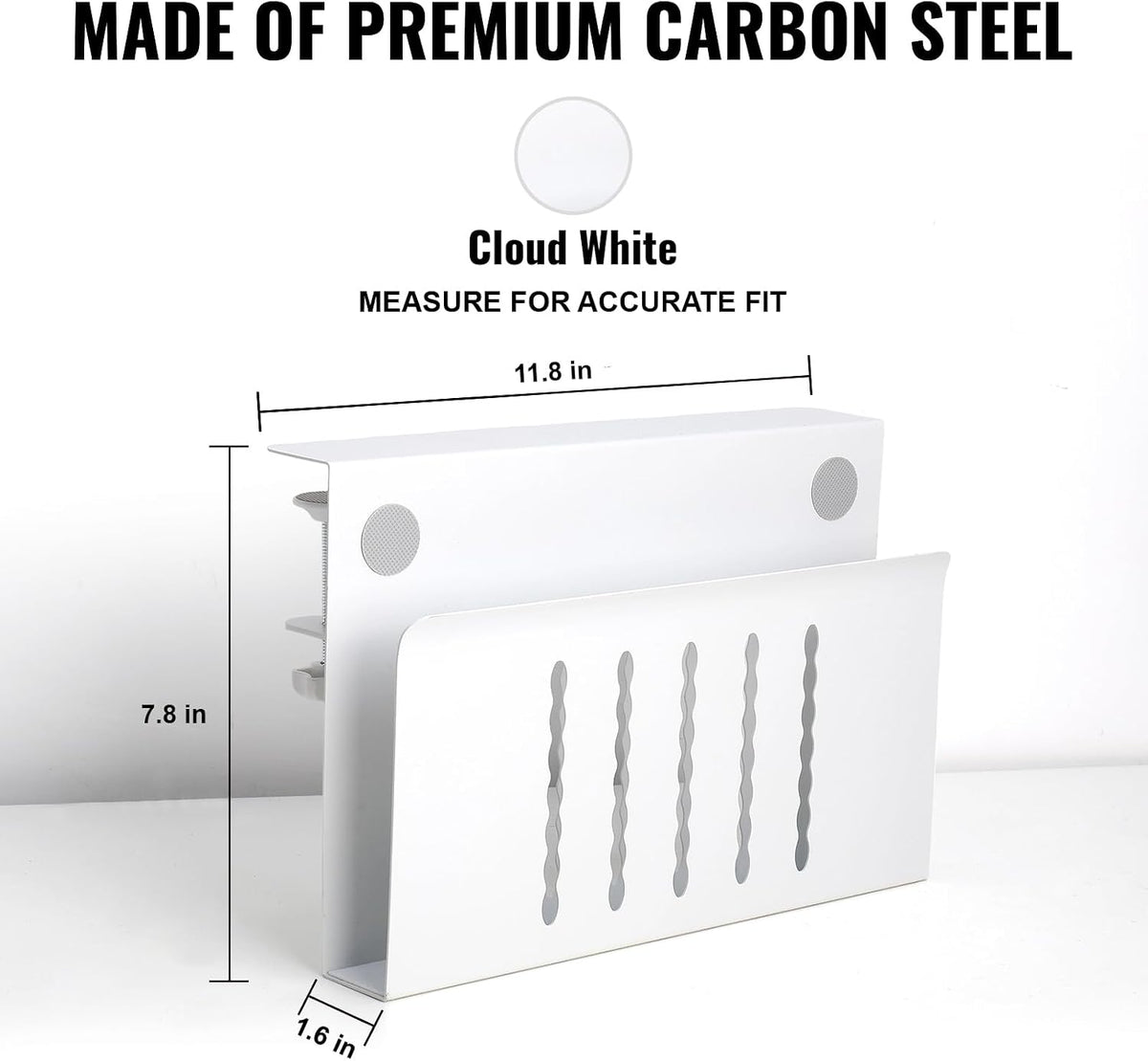 Desk Side Storage, Under Desk Hanging Storage | Standing Desk Organizer with Magnetic Pen Slot, No Drill Clamp to 0.5-2.38" Desks, 22 Lbs Carbon Steel (White) - Field & Nook