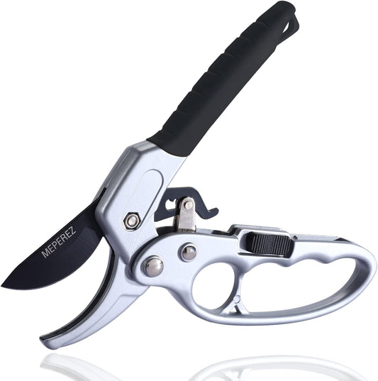 Ultra Sharp Germany Steel Pruning Shears - Cuts 3X Easier, Weak Hand Arthritis Snips, Rust-Resistant, Effortlessly 1-Inch Cut Capacity Garden Scissors, Ergonomic Handle (Black)