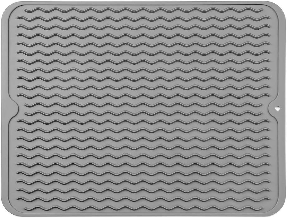 Quick-Dry Silicone Dish Mat & Trivet – 16 × 12 in