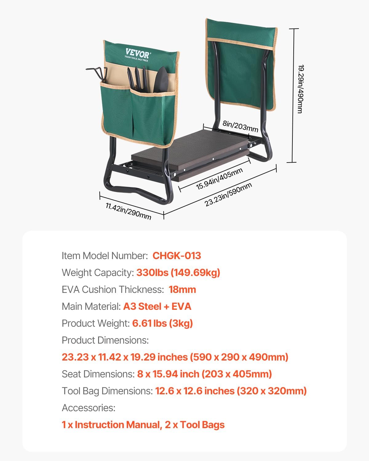 Foldable Garden Kneeler and Seat with 8-Inch Pad - Field & Nook