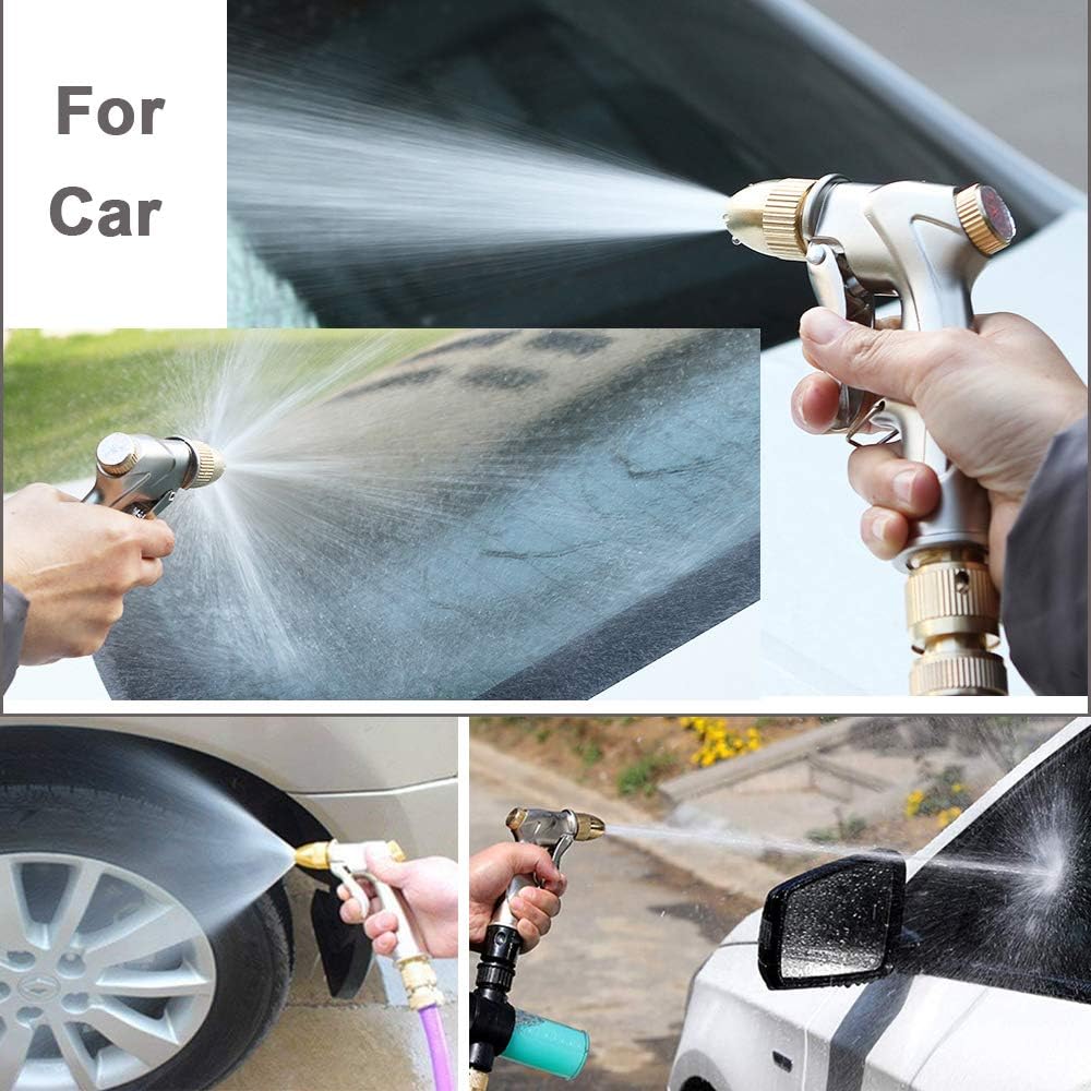 All-Metal 4-Pattern Garden Hose Nozzle with Trigger Lock - Field & Nook