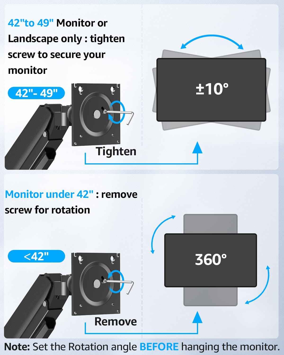 MOUNTUP Heavy Duty Monitor Arm for 49 inches, 44 lbs Curved Screens, Ultrawide Single Monitor Desk Mount, Monitors Stand for Samsung Odyssey G9 and More, VESA Mount with Clamp & Grommet Base