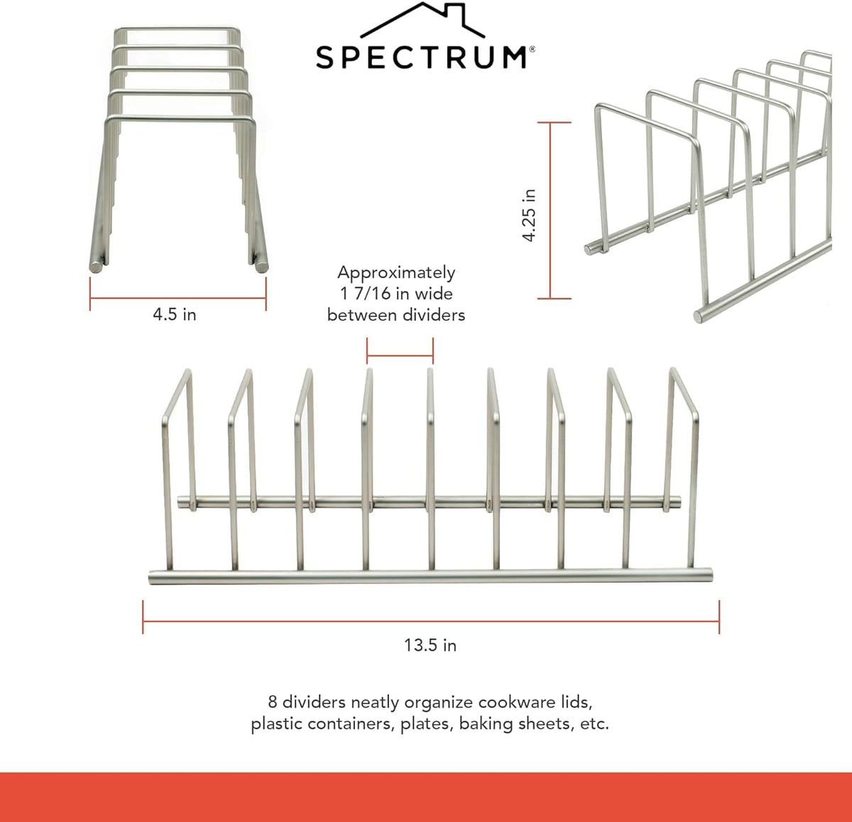 Spectrum Euro Metal Dish Rack & Cutting Board Holder, Satin Nickel