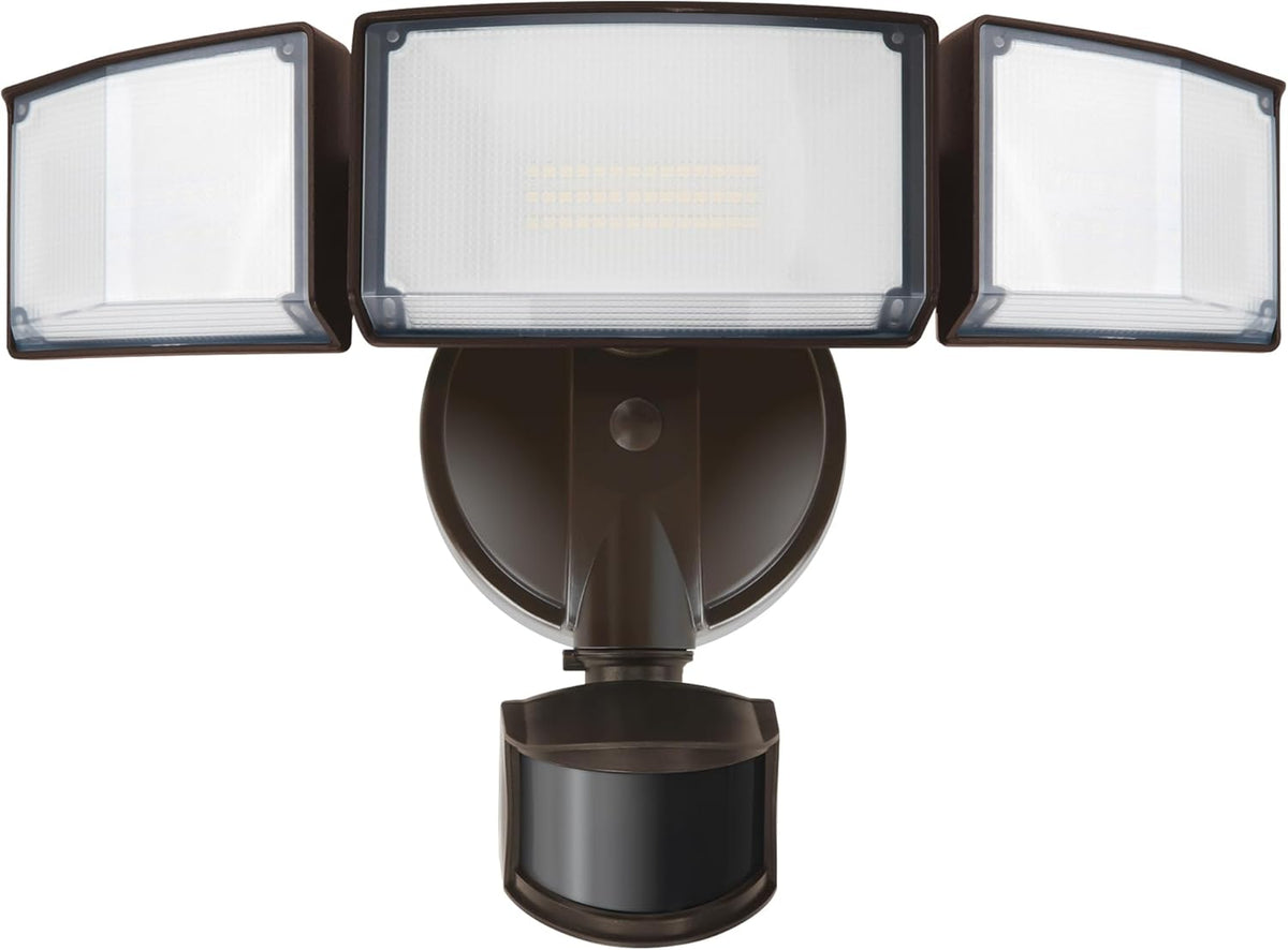 LUTEC 72W 7500LM LED Security Lights Motion Sensor Light Outdoor, 5000K Daylight, IP65 Waterproof, Dusk to Dawn, 3-Head Motion Detected Flood Light for Garage, Yard, Porch(Brown)