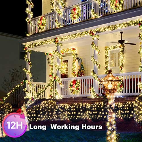 New Upgraded Solar Christmas String Lights Outdoor Waterproof 2 Pack Total 144ft 400 Led Solar & USB Rechargeable 19 Modes Christmas Tree Lights for Outdoor Indoor Yard Xmas Decorations, Warm White