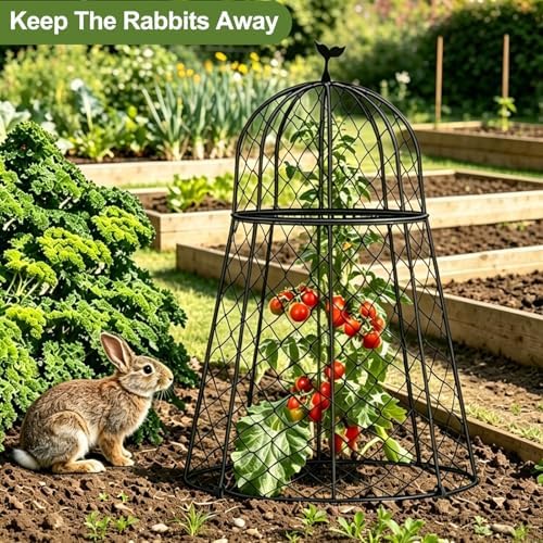 6 Packs Garden Cloches for Plants, Plant Protectors from Animals, Chicken Wire Cloche, Plant Cloche and Cage, Protection for Your Plants and Seedlings, 13" D x 20" H - Black