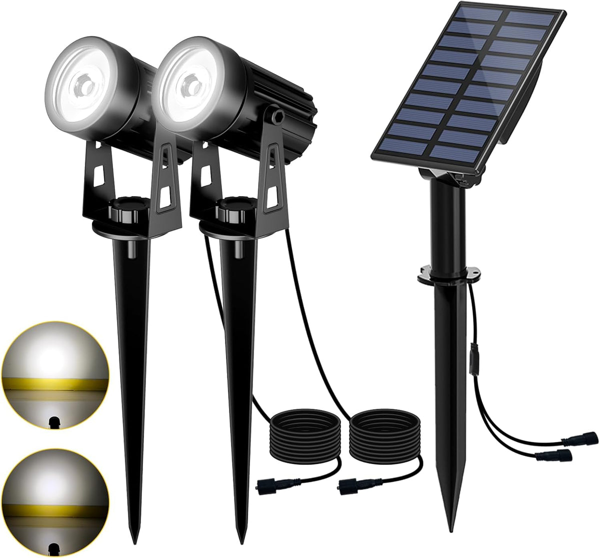 T-SUN Solar Spotlights Outdoor Waterproof, 2-in-1 Solar Landscape Spotlights LED Garden Spot Lights for Yard Tree Garden Pond Pool Area (White)